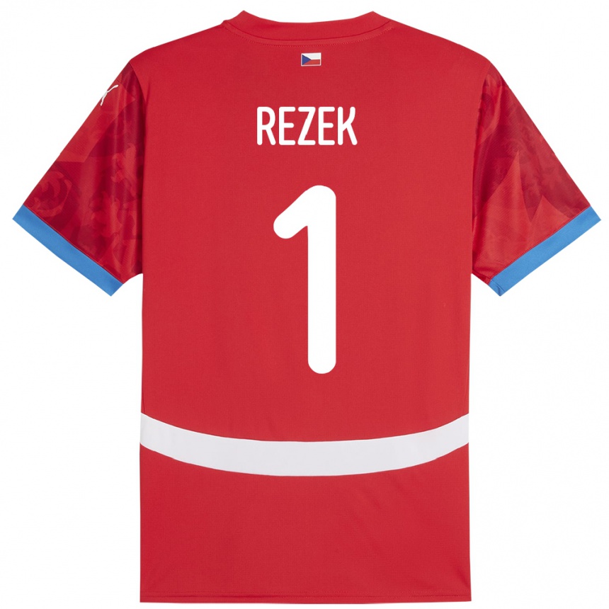 גברים כדורגל צ'כיה Adam Rezek #1 אָדוֹם ג'רזי ביתית 24-26