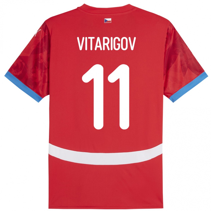 גברים כדורגל צ'כיה Arsen Vitarigov #11 אָדוֹם ג'רזי ביתית 24-26