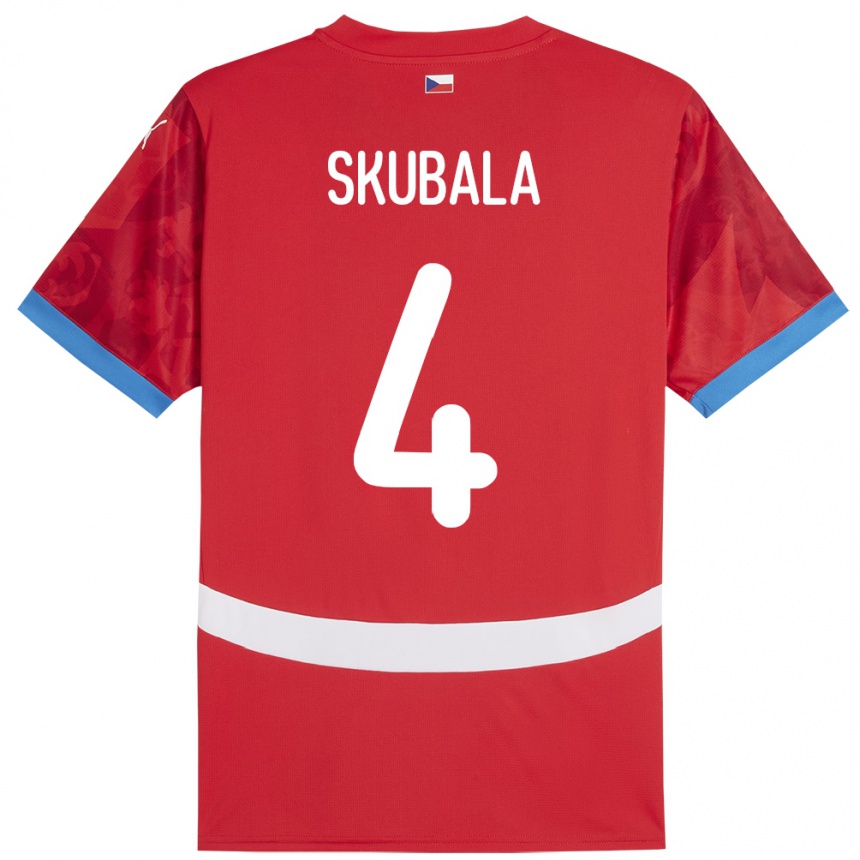 גברים כדורגל צ'כיה Tomas Skubala #4 אָדוֹם ג'רזי ביתית 24-26