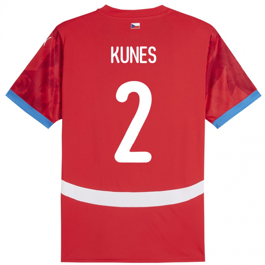 גברים כדורגל צ'כיה Jan Kunes #2 אָדוֹם ג'רזי ביתית 24-26