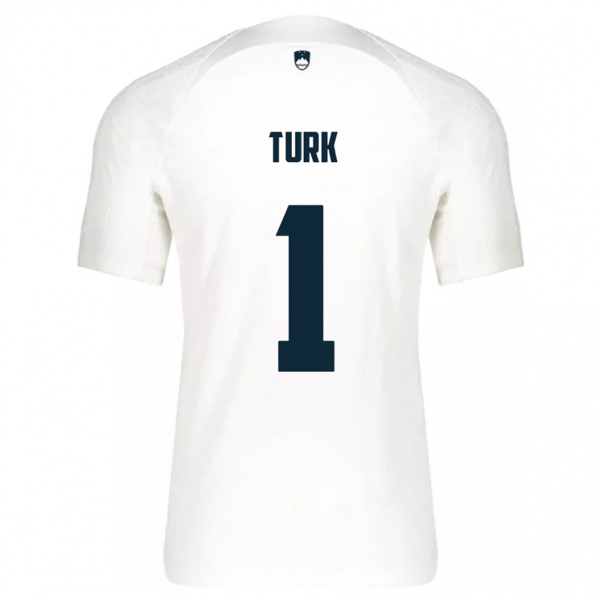 גברים כדורגל סלובניה Martin Turk #1 לבן ג'רזי ביתית 24-26