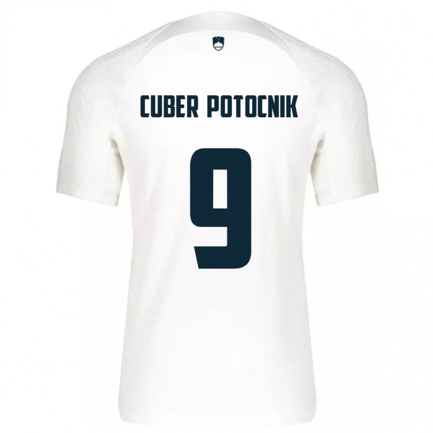 גברים כדורגל סלובניה Jaka Cuber Potocnik #9 לבן ג'רזי ביתית 24-26