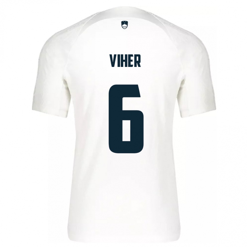 גברים כדורגל סלובניה Nejc Viher #6 לבן ג'רזי ביתית 24-26