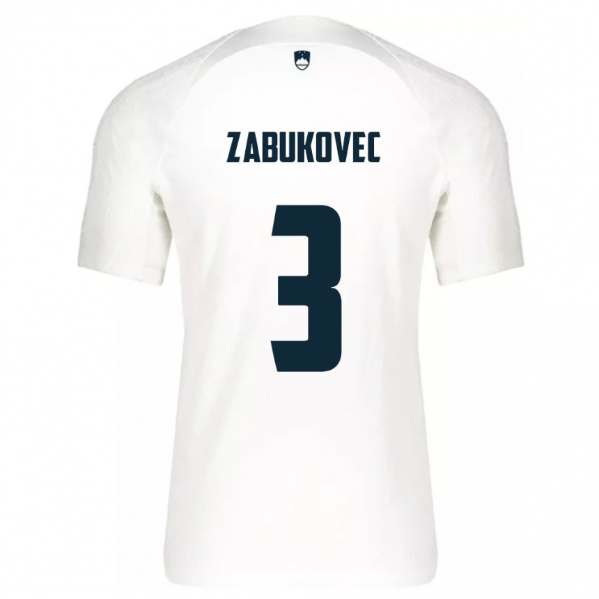 גברים כדורגל סלובניה Anze Zabukovec #3 לבן ג'רזי ביתית 24-26
