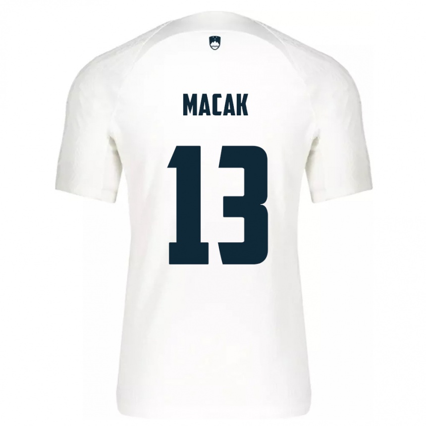גברים כדורגל סלובניה Tian Macak #13 לבן ג'רזי ביתית 24-26