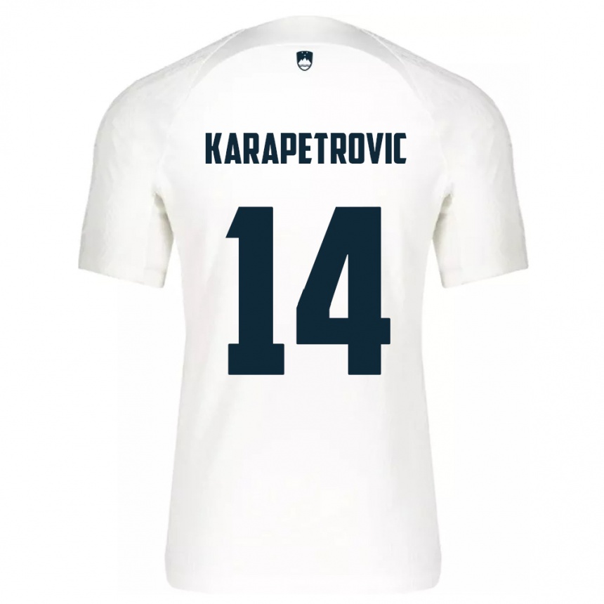 גברים כדורגל סלובניה Luka Karapetrovic #14 לבן ג'רזי ביתית 24-26