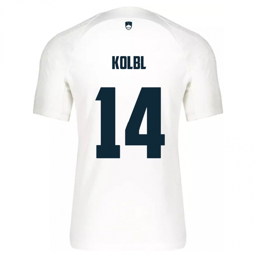 גברים כדורגל סלובניה Špela Kolbl #14 לבן ג'רזי ביתית 24-26