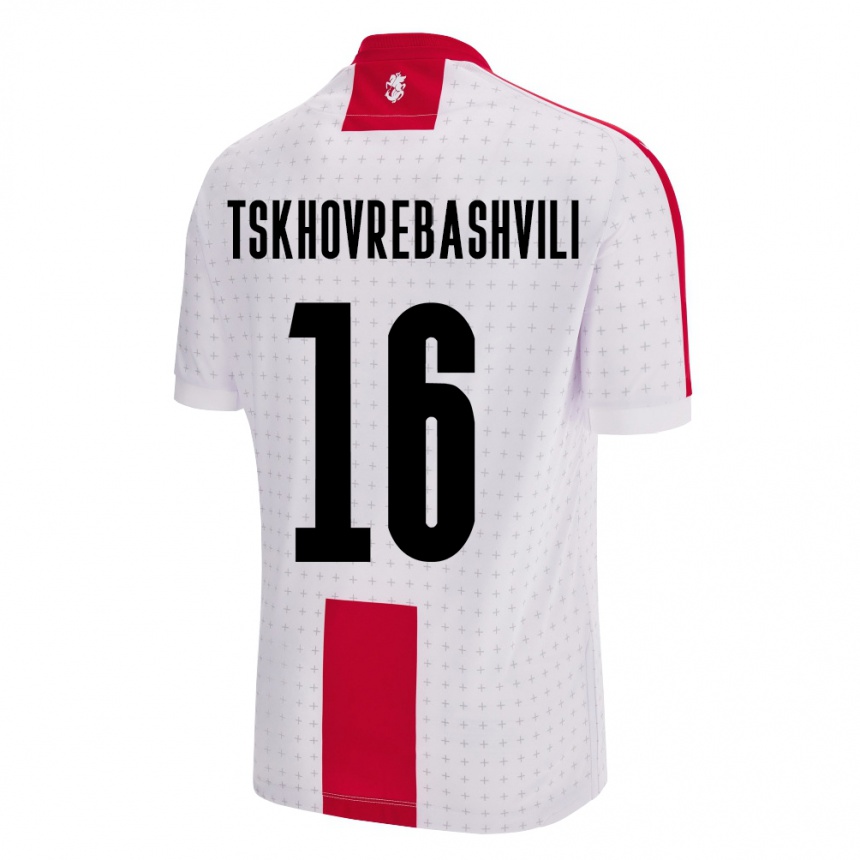 גברים כדורגל גאורגיה Nikoloz Tskhovrebashvili #16 לבן ג'רזי ביתית 24-26
