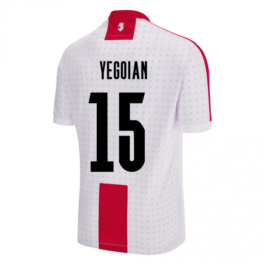 גברים כדורגל גאורגיה Irakli Yegoian #15 לבן ג'רזי ביתית 24-26
