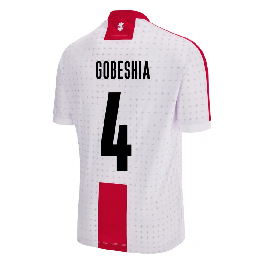 גברים כדורגל גאורגיה Tengo Gobeshia #4 לבן ג'רזי ביתית 24-26