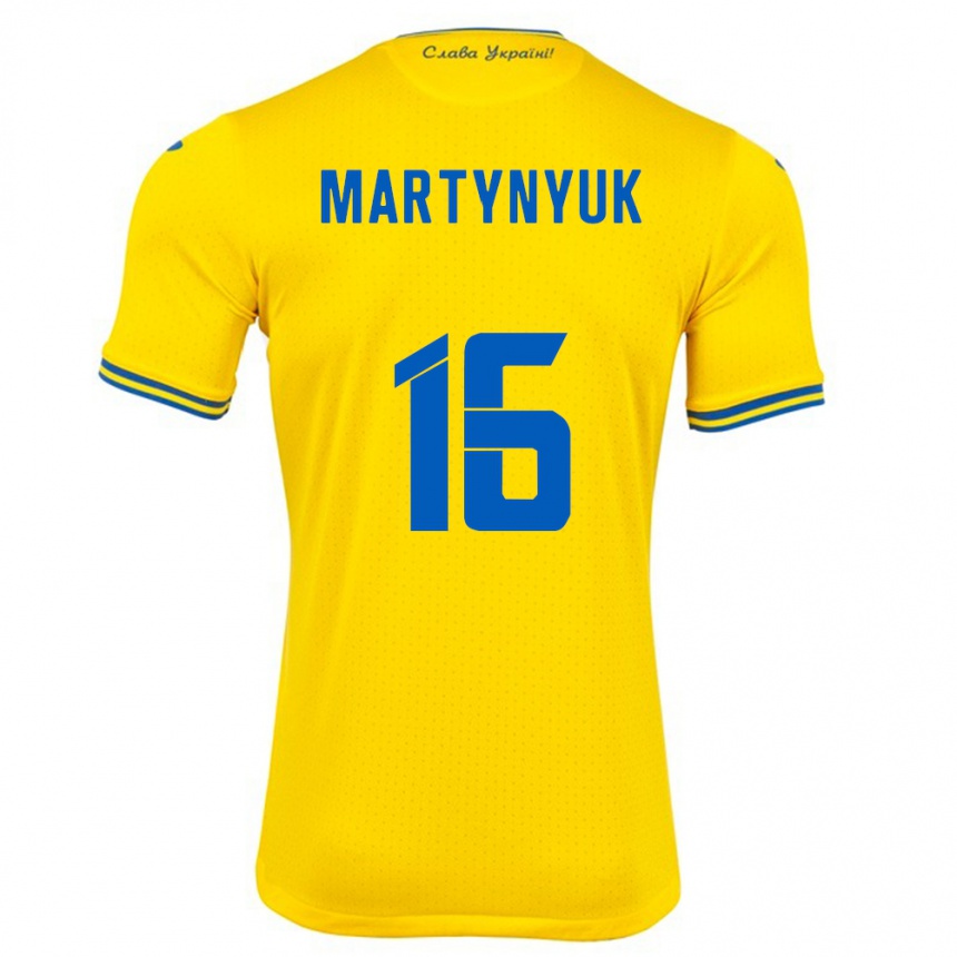 גברים כדורגל אוקראינה Oleksandr Martynyuk #16 צהוב ג'רזי ביתית 24-26