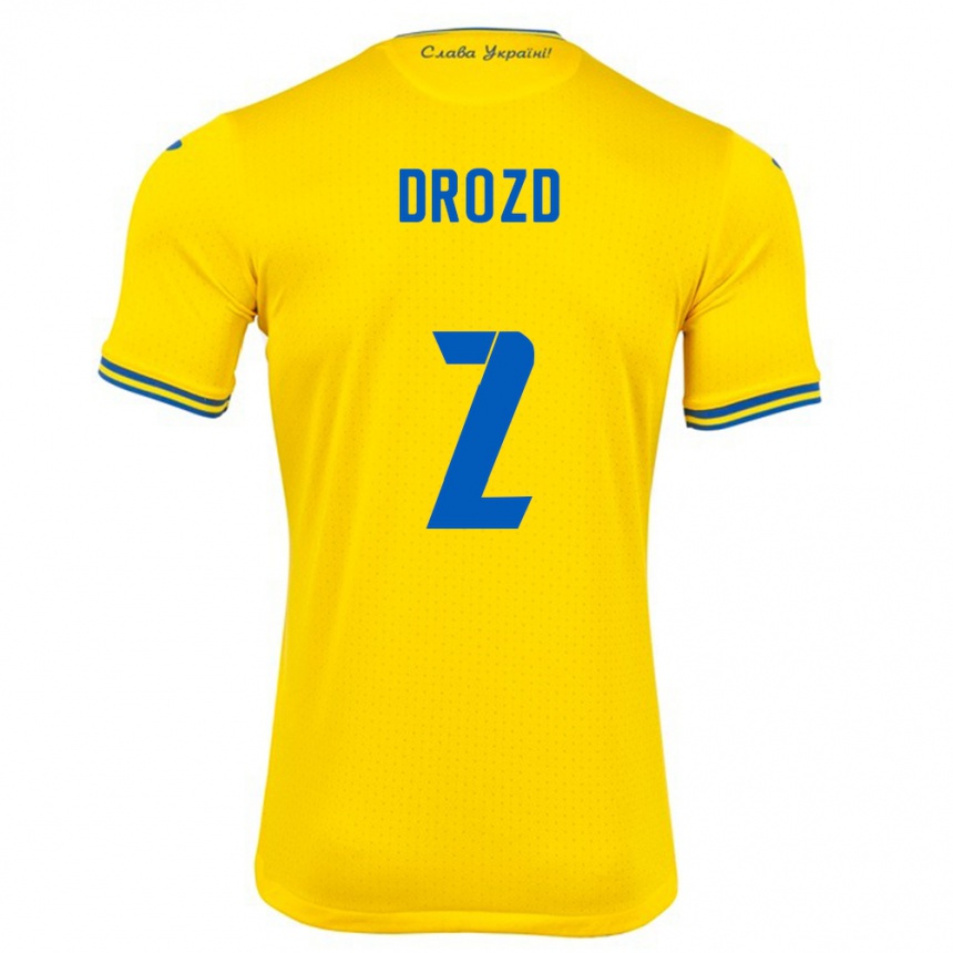 גברים כדורגל אוקראינה Anton Drozd #2 צהוב ג'רזי ביתית 24-26