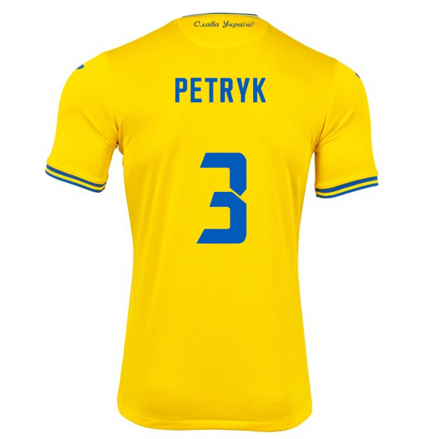 גברים כדורגל אוקראינה Anna Petryk #3 צהוב ג'רזי ביתית 24-26