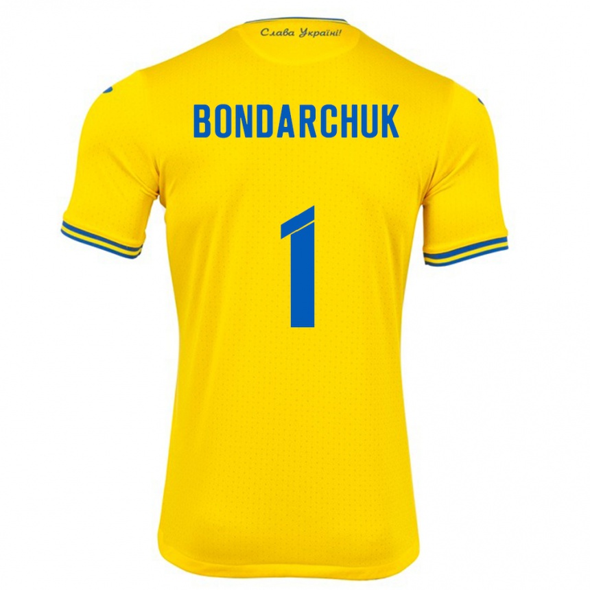 גברים כדורגל אוקראינה Daryna Bondarchuk #1 צהוב ג'רזי ביתית 24-26