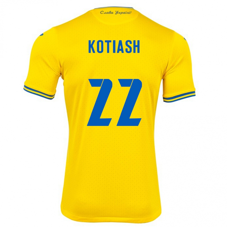 גברים כדורגל אוקראינה Iryna Kotiash #22 צהוב ג'רזי ביתית 24-26