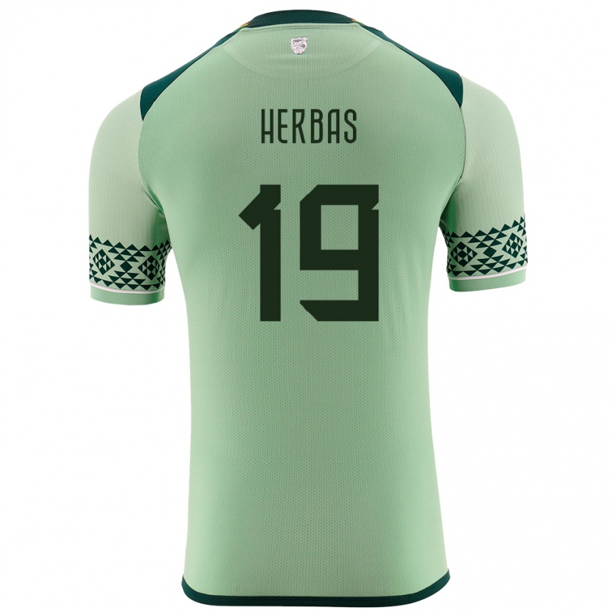 גברים כדורגל בוליביה Alan Herbas #19 ירוק בהיר ג'רזי ביתית 24-26