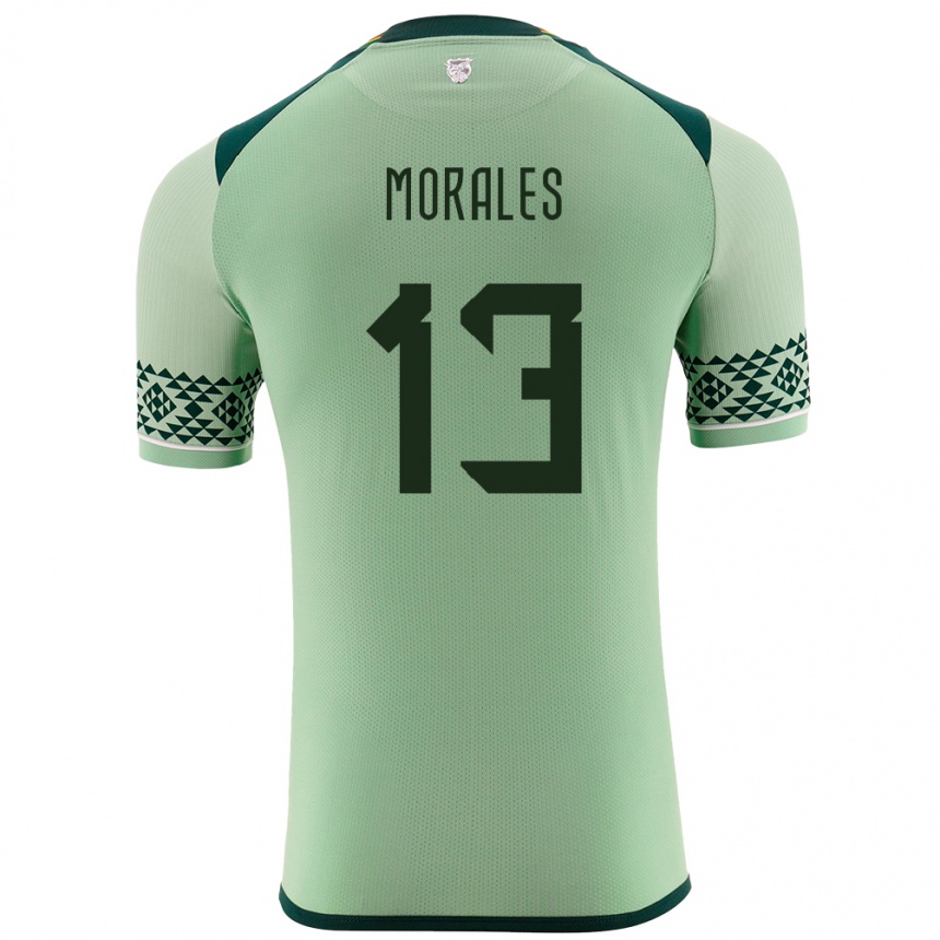 גברים כדורגל בוליביה Ericka Morales #13 ירוק בהיר ג'רזי ביתית 24-26