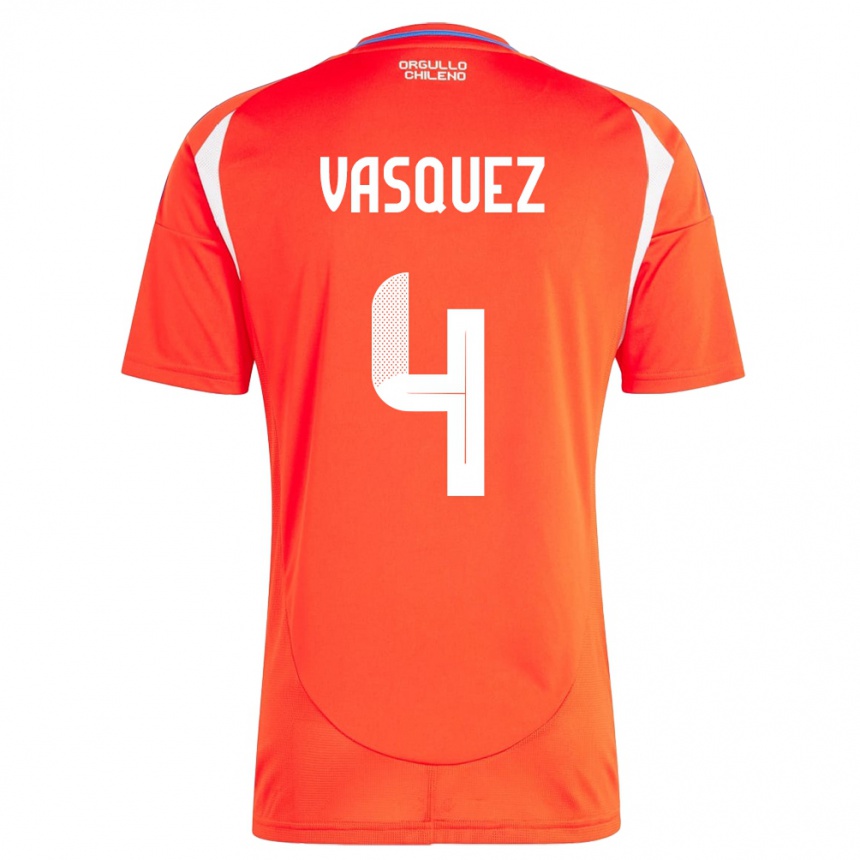 גברים כדורגל צ'ילה Matías Vásquez #4 אָדוֹם ג'רזי ביתית 24-26