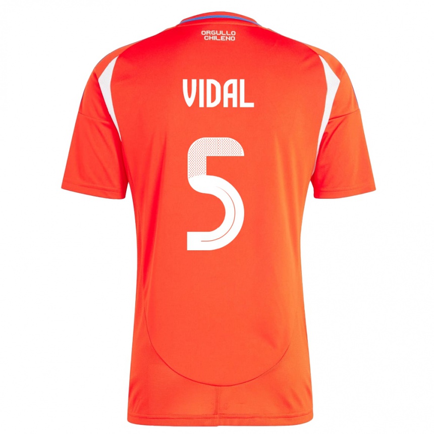גברים כדורגל צ'ילה Valentín Vidal #5 אָדוֹם ג'רזי ביתית 24-26