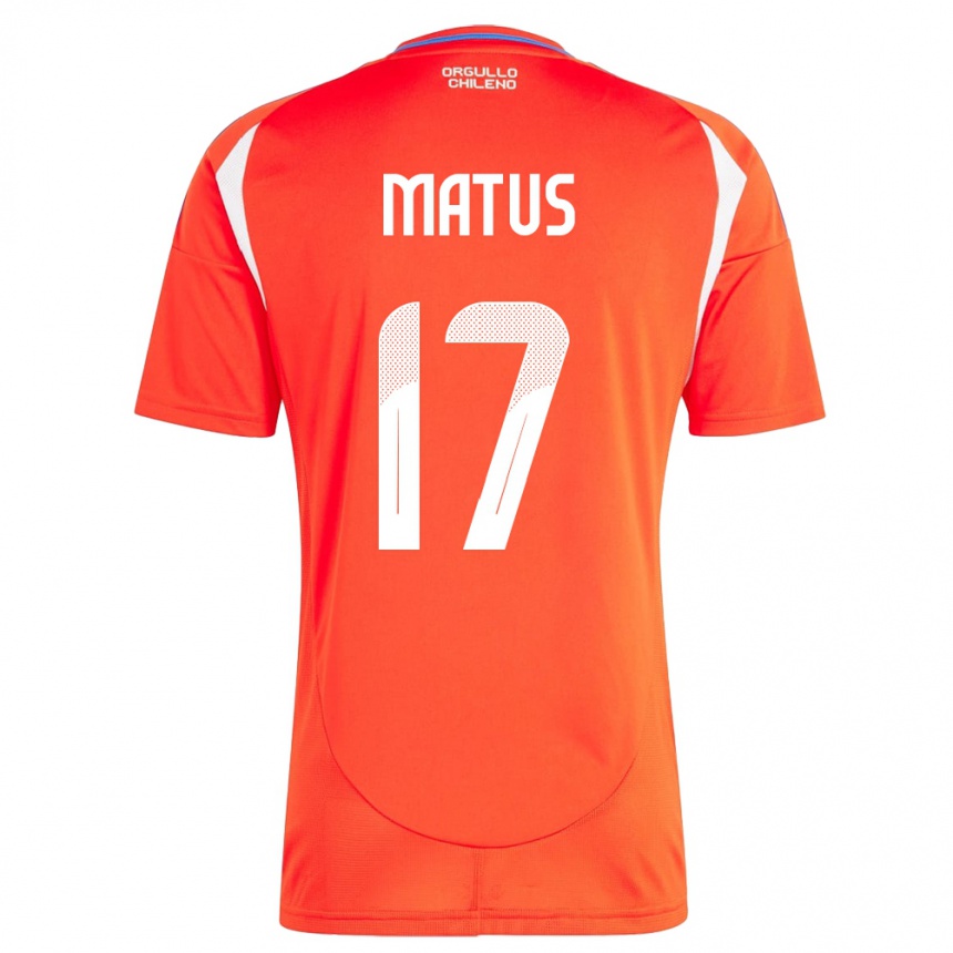 גברים כדורגל צ'ילה Esteban Matus #17 אָדוֹם ג'רזי ביתית 24-26