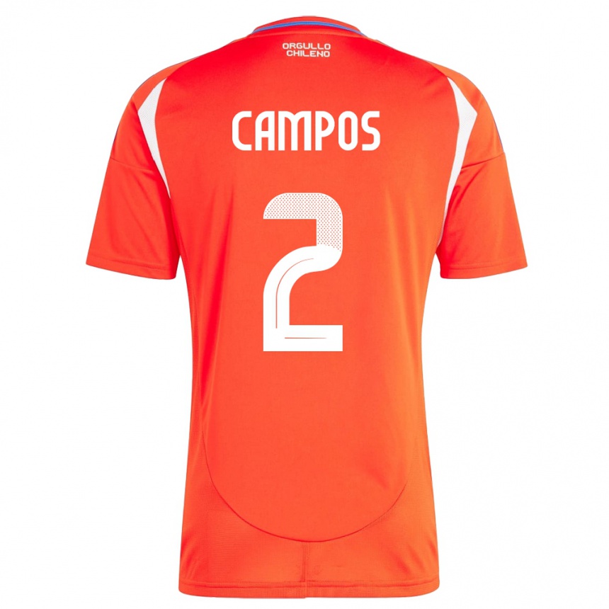 גברים כדורגל צ'ילה Víctor Campos #2 אָדוֹם ג'רזי ביתית 24-26