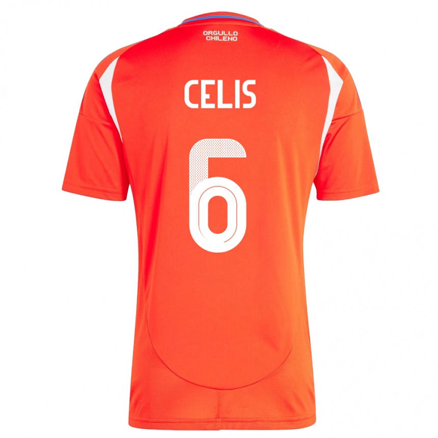 גברים כדורגל צ'ילה Milovan Celis #6 אָדוֹם ג'רזי ביתית 24-26