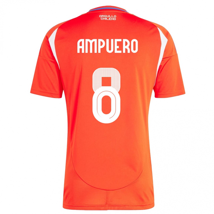 גברים כדורגל צ'ילה Benjamín Ampuero #8 אָדוֹם ג'רזי ביתית 24-26