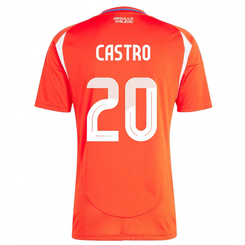 גברים כדורגל צ'ילה Benjamín Castro #20 אָדוֹם ג'רזי ביתית 24-26