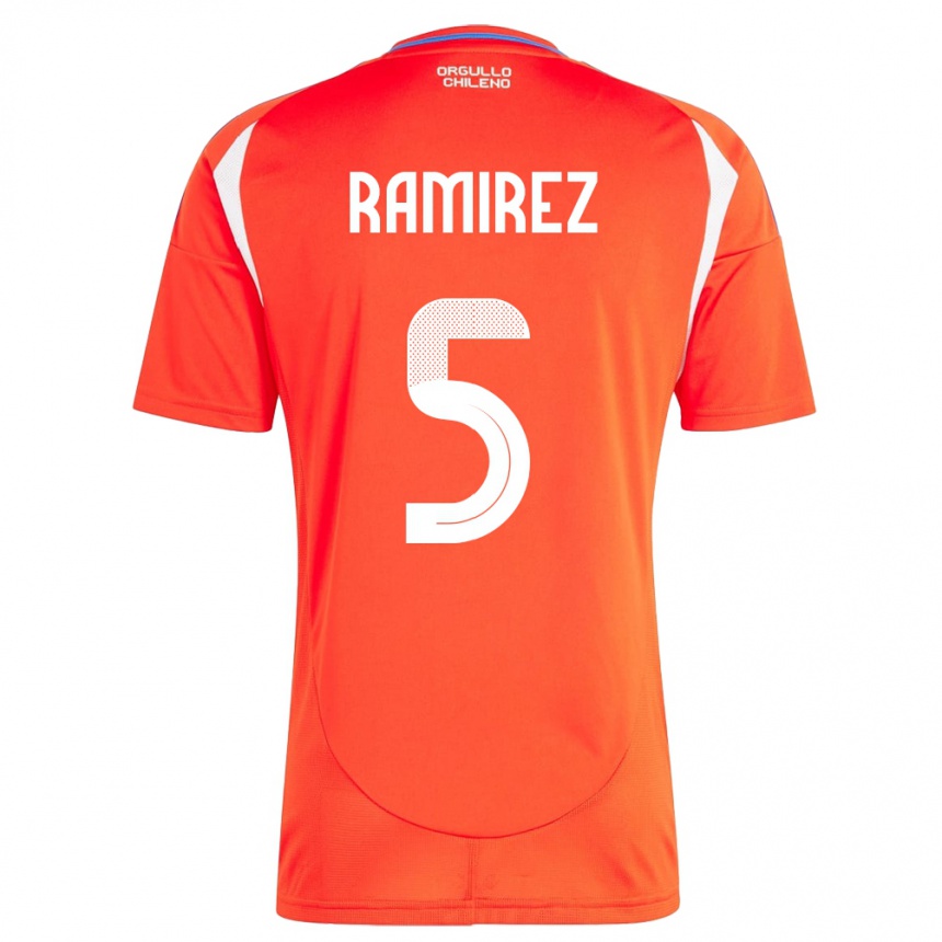גברים כדורגל צ'ילה Fernanda Ramírez #5 אָדוֹם ג'רזי ביתית 24-26
