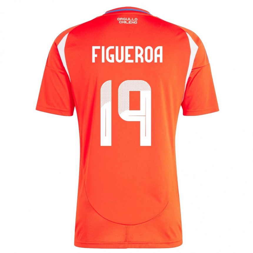 גברים כדורגל צ'ילה Catalina Figueroa #19 אָדוֹם ג'רזי ביתית 24-26