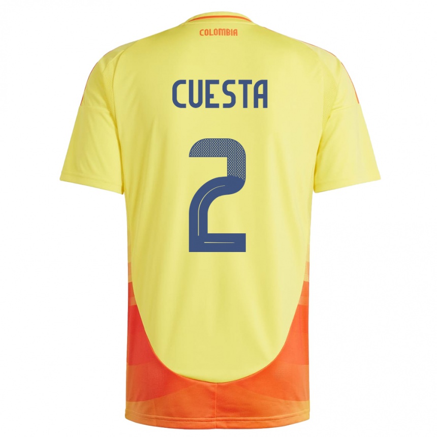 גברים כדורגל קולומביה Carlos Cuesta #2 צהוב ג'רזי ביתית 24-26
