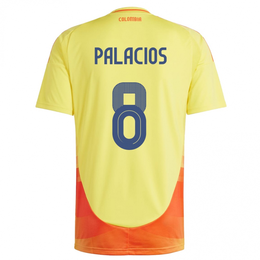 גברים כדורגל קולומביה Brahian Palacios #8 צהוב ג'רזי ביתית 24-26
