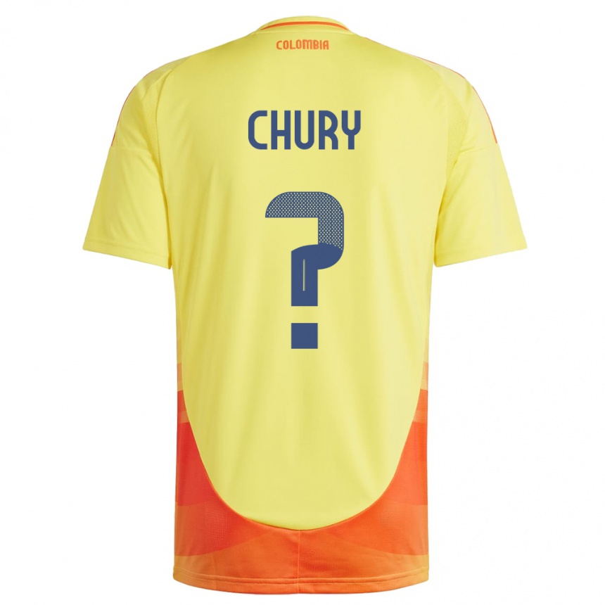 גברים כדורגל קולומביה Brandon Chury #0 צהוב ג'רזי ביתית 24-26