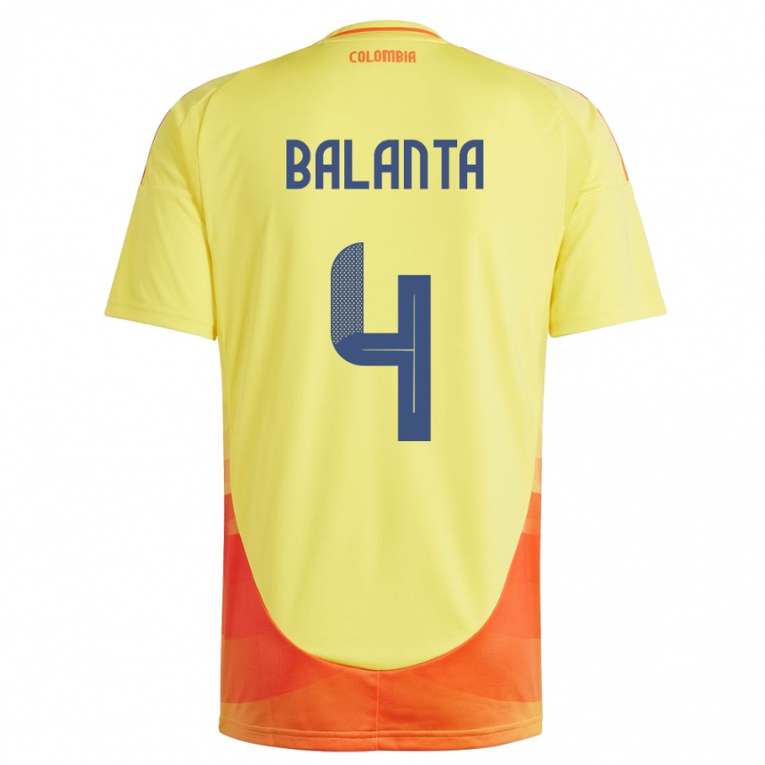 גברים כדורגל קולומביה Marlon Balanta #4 צהוב ג'רזי ביתית 24-26