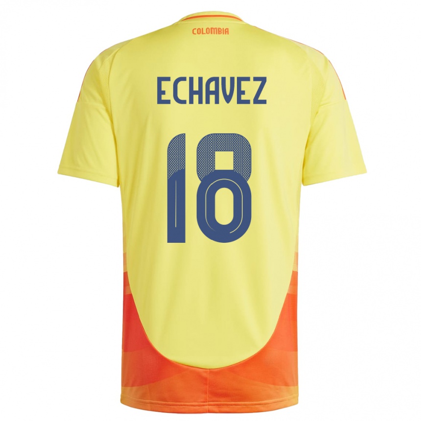 גברים כדורגל קולומביה Jhon Echavez #18 צהוב ג'רזי ביתית 24-26