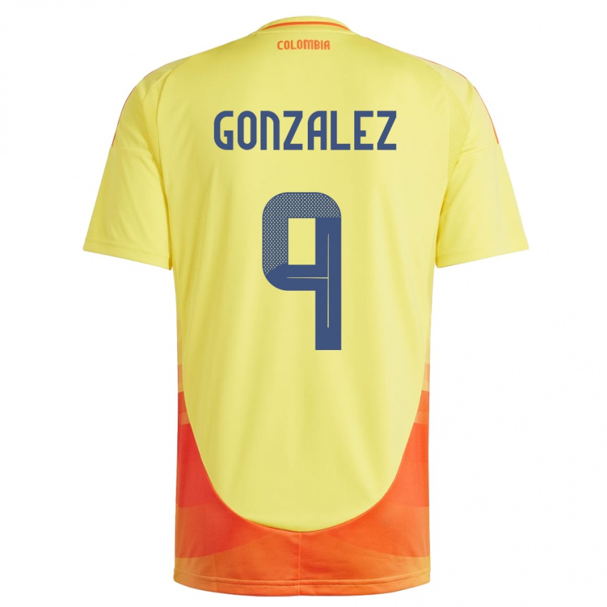 גברים כדורגל קולומביה Manuela González #9 צהוב ג'רזי ביתית 24-26