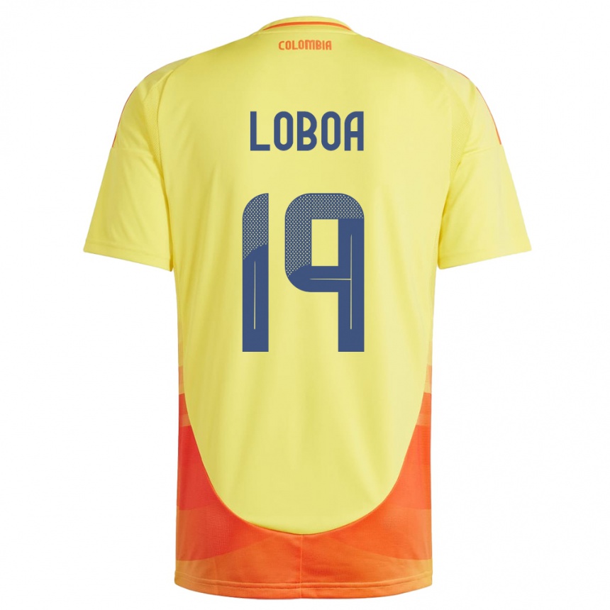 גברים כדורגל קולומביה Valerin Loboa #19 צהוב ג'רזי ביתית 24-26