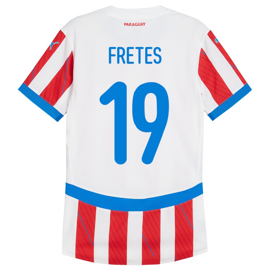 גברים כדורגל פרגוואי Alexis Fretes #19 לבן אדום ג'רזי ביתית 24-26