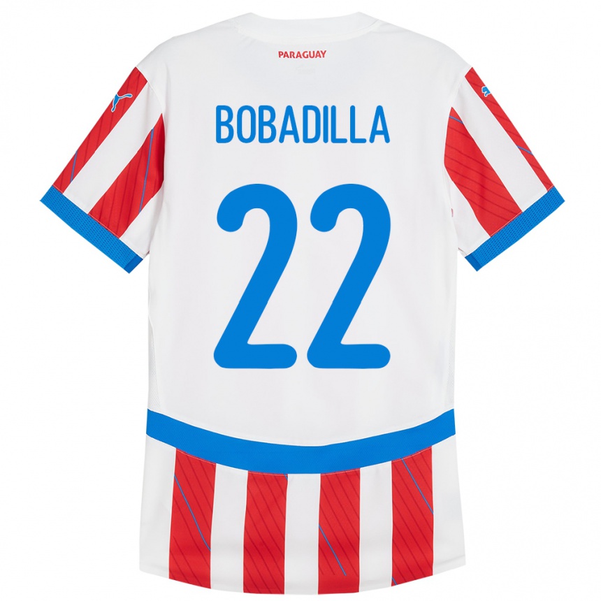 גברים כדורגל פרגוואי Dylan Bobadilla #22 לבן אדום ג'רזי ביתית 24-26