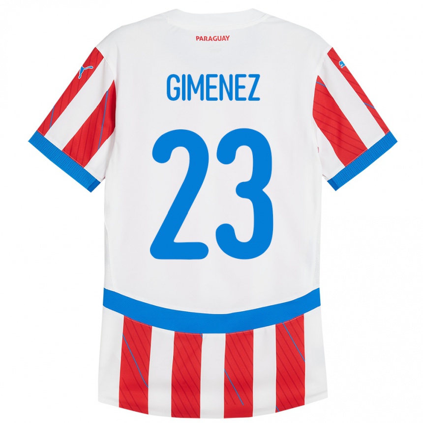 גברים כדורגל פרגוואי Miguel Giménez #23 לבן אדום ג'רזי ביתית 24-26