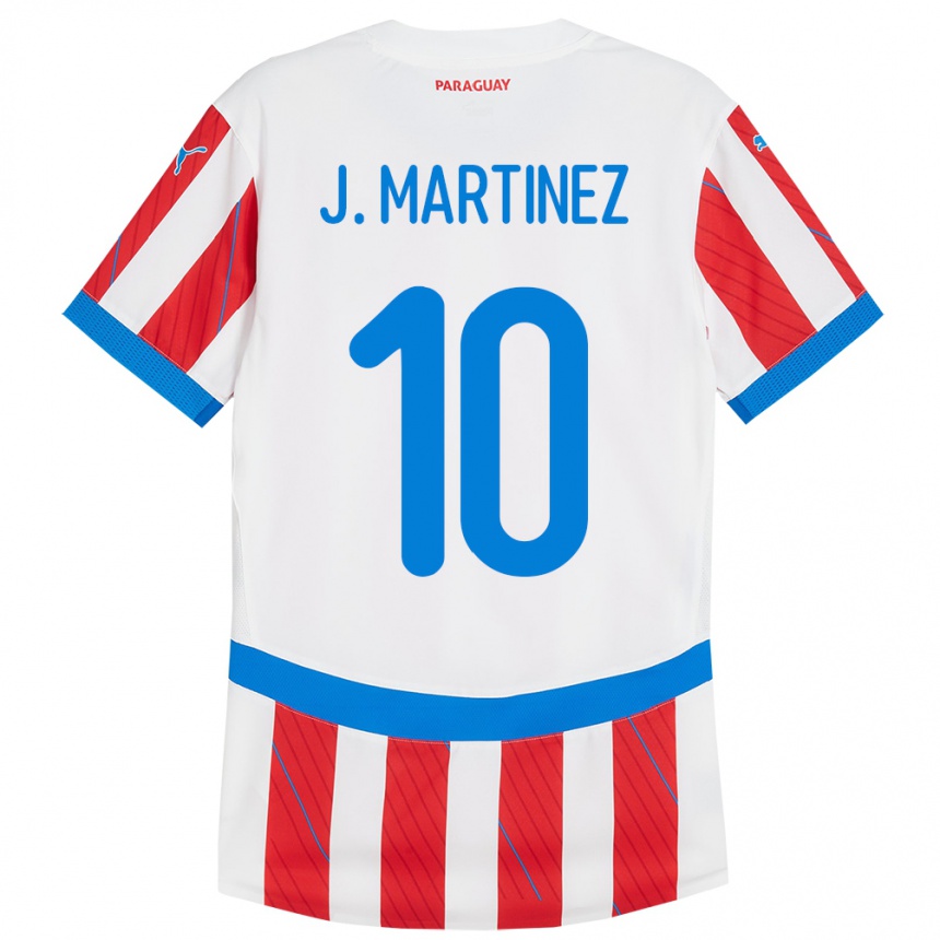גברים כדורגל פרגוואי Jessica Martínez #10 לבן אדום ג'רזי ביתית 24-26