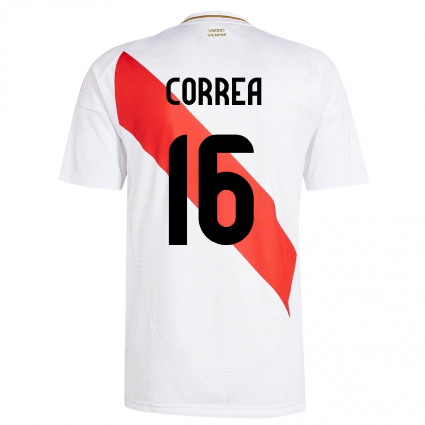 גברים כדורגל פרו Eslyn Correa #16 לבן ג'רזי ביתית 24-26