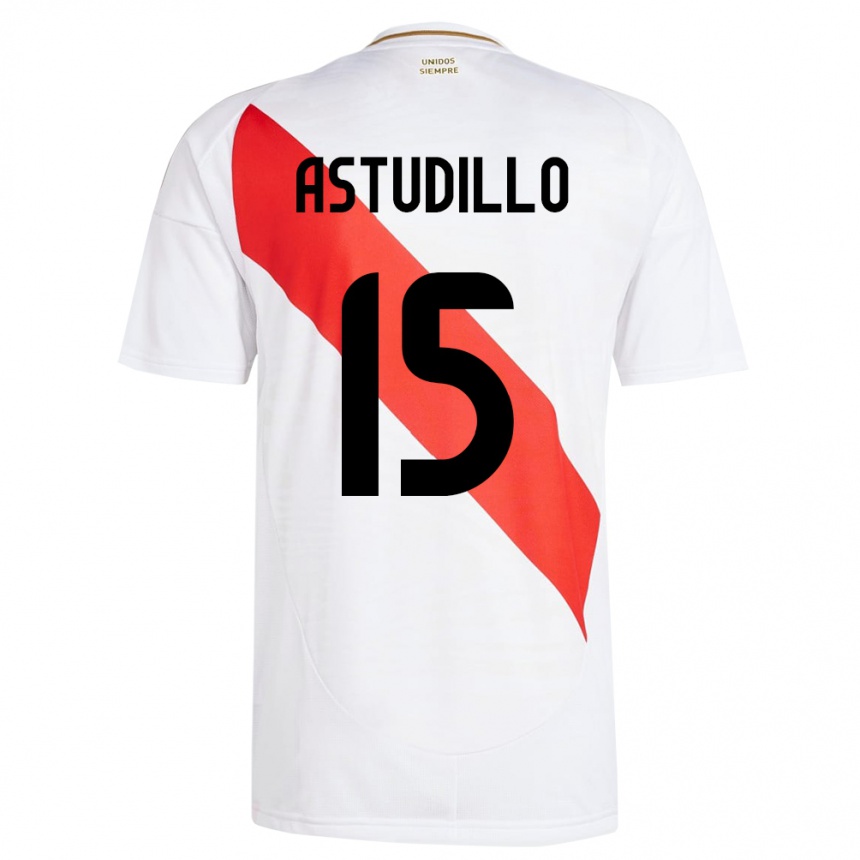 גברים כדורגל פרו Julinho Astudillo #15 לבן ג'רזי ביתית 24-26