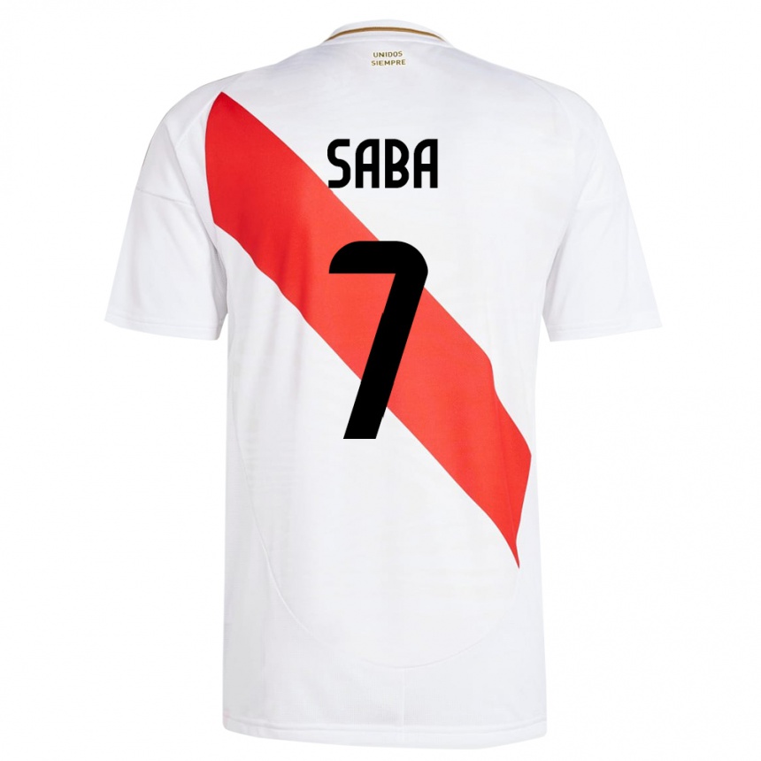 גברים כדורגל פרו Emilio Saba #7 לבן ג'רזי ביתית 24-26