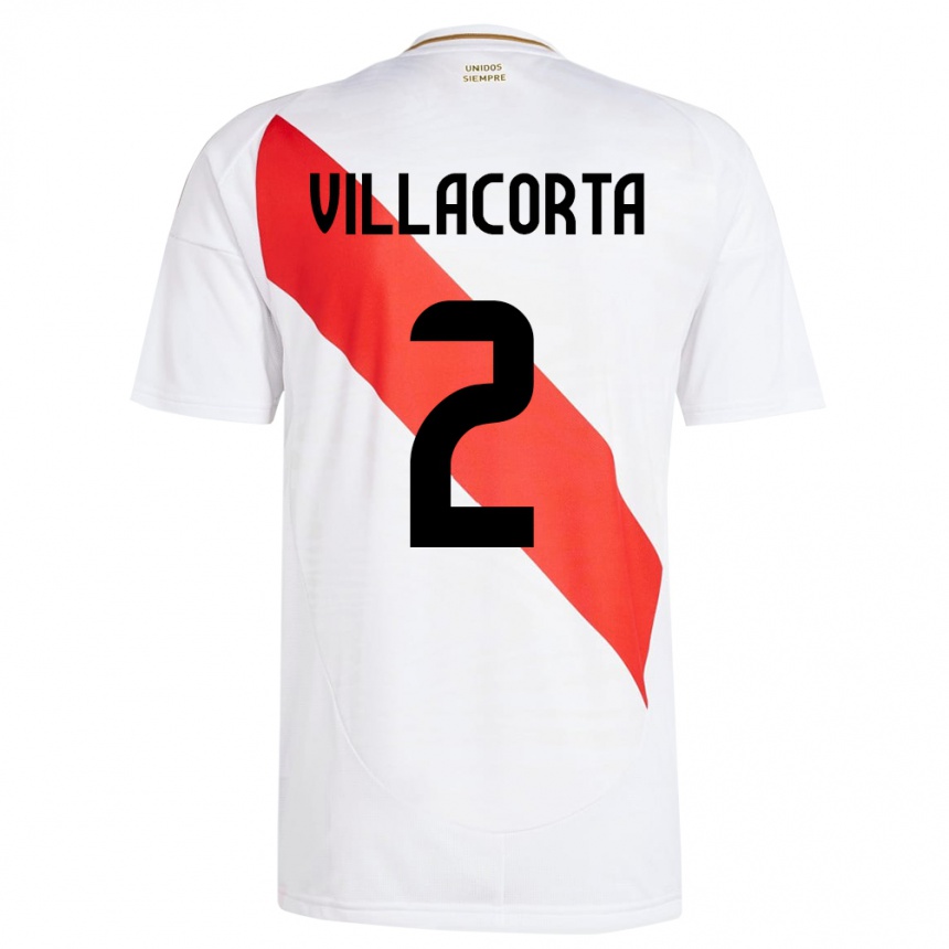 גברים כדורגל פרו Anderson Villacorta #2 לבן ג'רזי ביתית 24-26