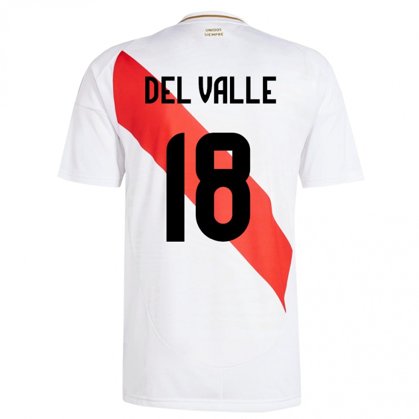 גברים כדורגל פרו Yamir Del Valle #18 לבן ג'רזי ביתית 24-26