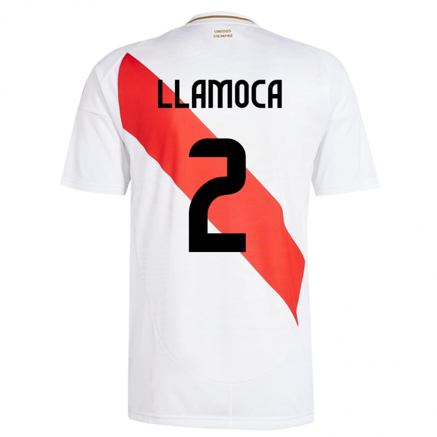 גברים כדורגל פרו Braelynn Llamoca #2 לבן ג'רזי ביתית 24-26