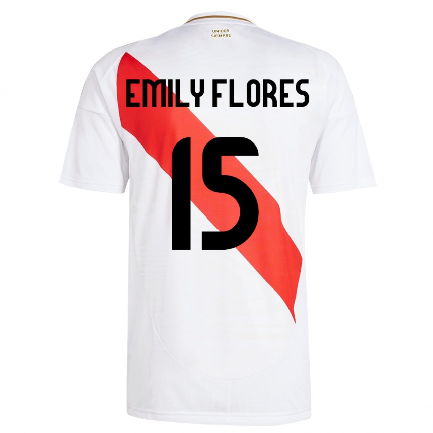 גברים כדורגל פרו Emily Flores #15 לבן ג'רזי ביתית 24-26