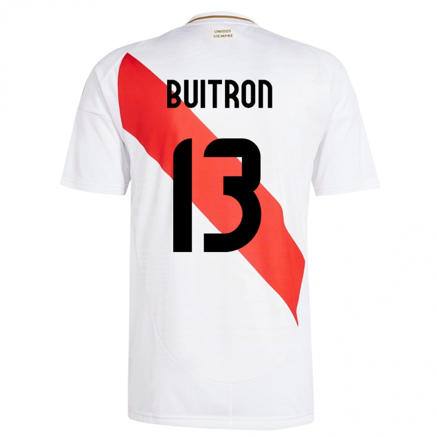 גברים כדורגל פרו Alison Buitrón #13 לבן ג'רזי ביתית 24-26