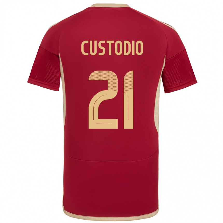 גברים כדורגל ונצואלה Alex Custodio #21 בורדו ג'רזי ביתית 24-26